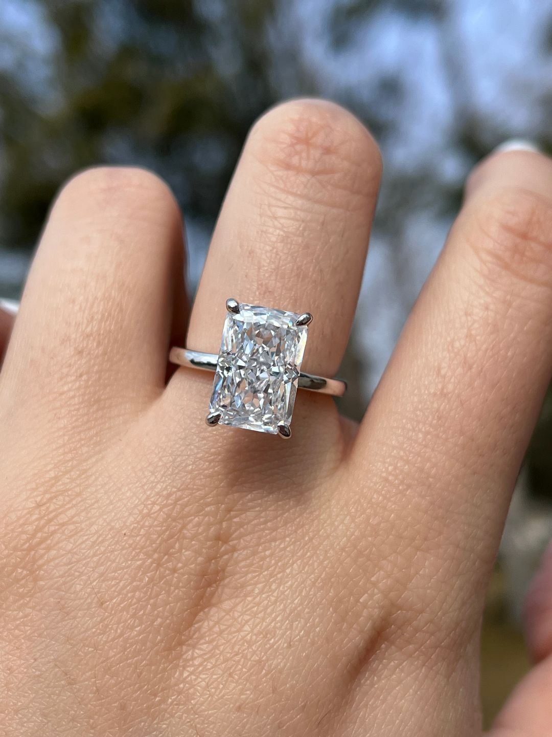 Customer photo review of Louily Elegant Radiant Cut Engagement Ring In Sterling Silver