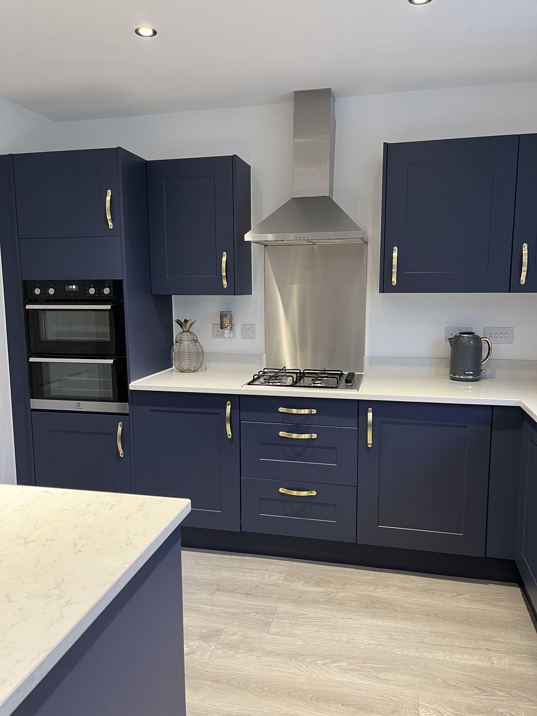 Customer photo review of Monmouth Brushed Satin Brass Cupboard Handles