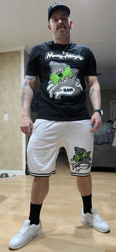 Customer photo review of Men Money Hungry Chenille Crew Neck and Mesh Shorts Set