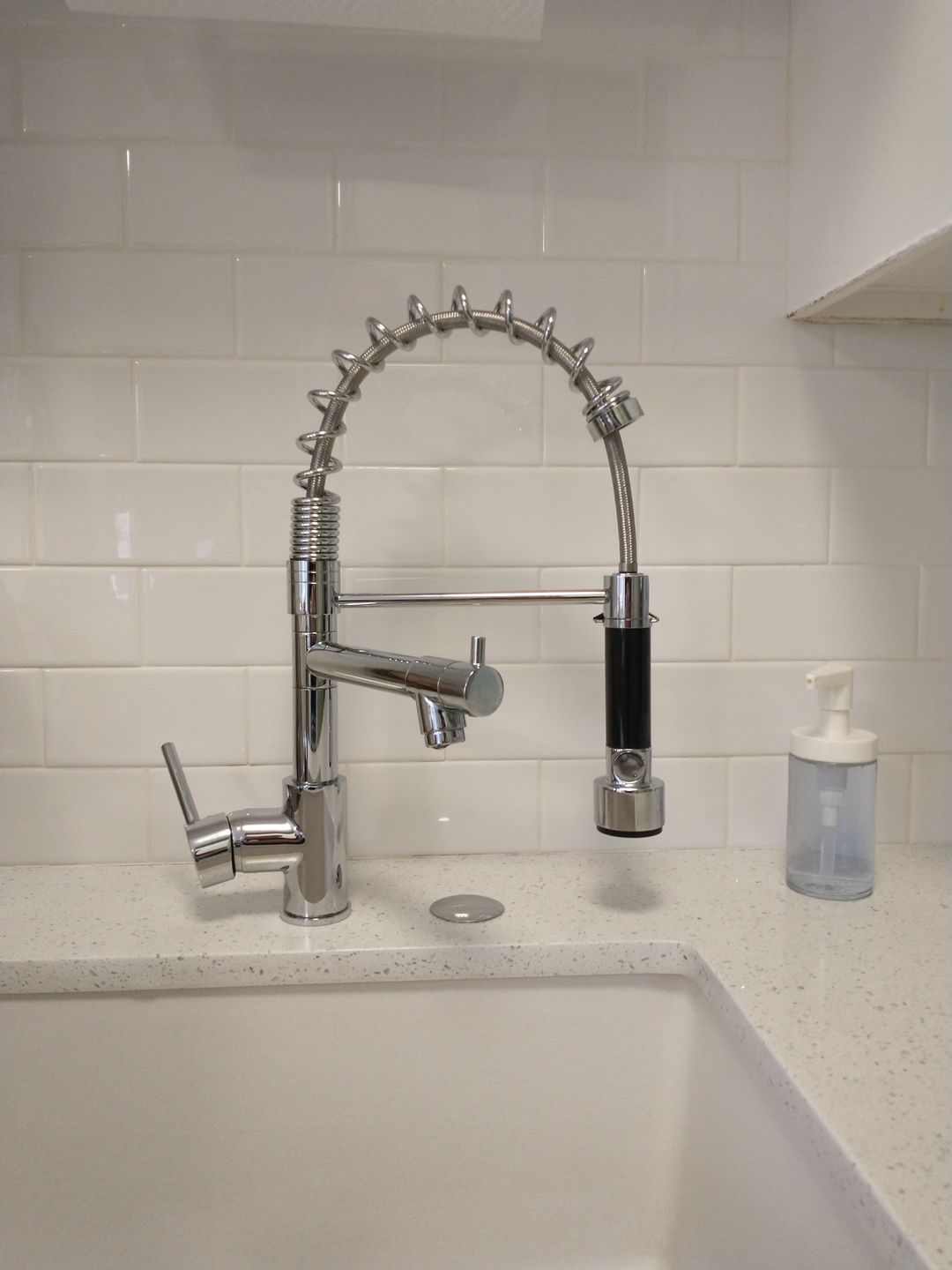 Customer photo review of Spiro Single-Hole Dual Handle Kitchen Faucet with Pull-Down Spring Spout