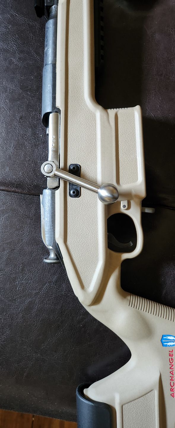 Customer photo review of Mosin Nagant thread on bent bolt handle - no welding required