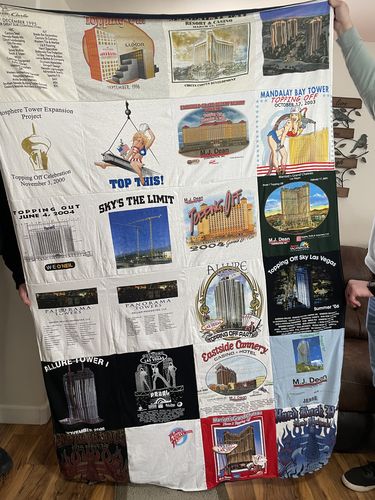 T-shirt quilt with construction, architecture themes by kenneth from NV