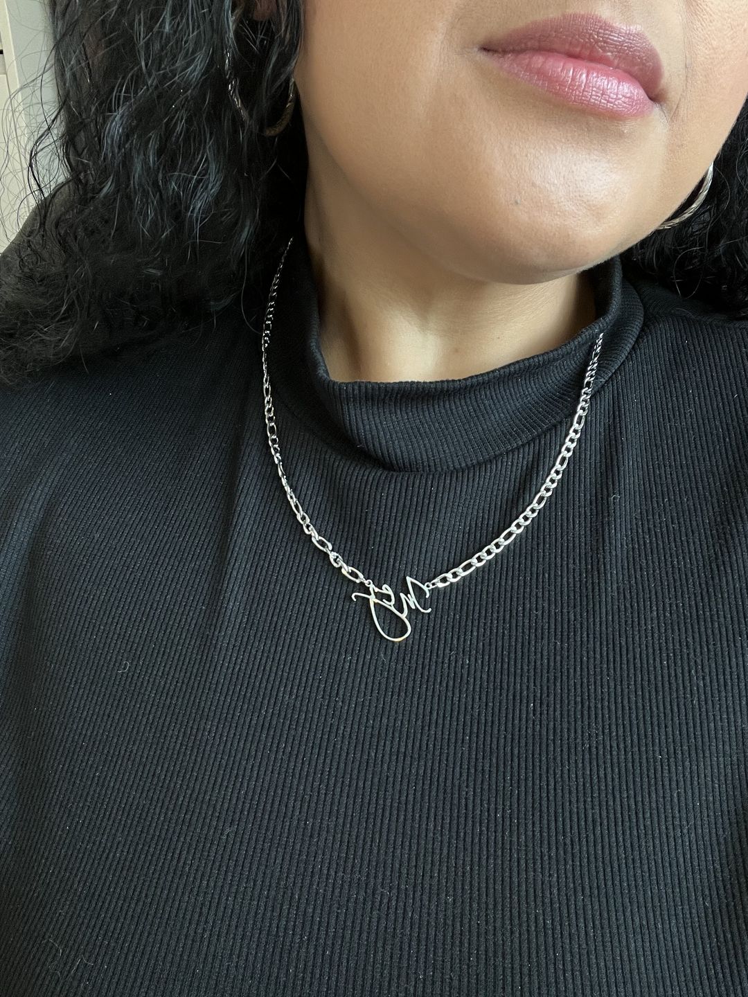Customer photo review of Script Name Necklace