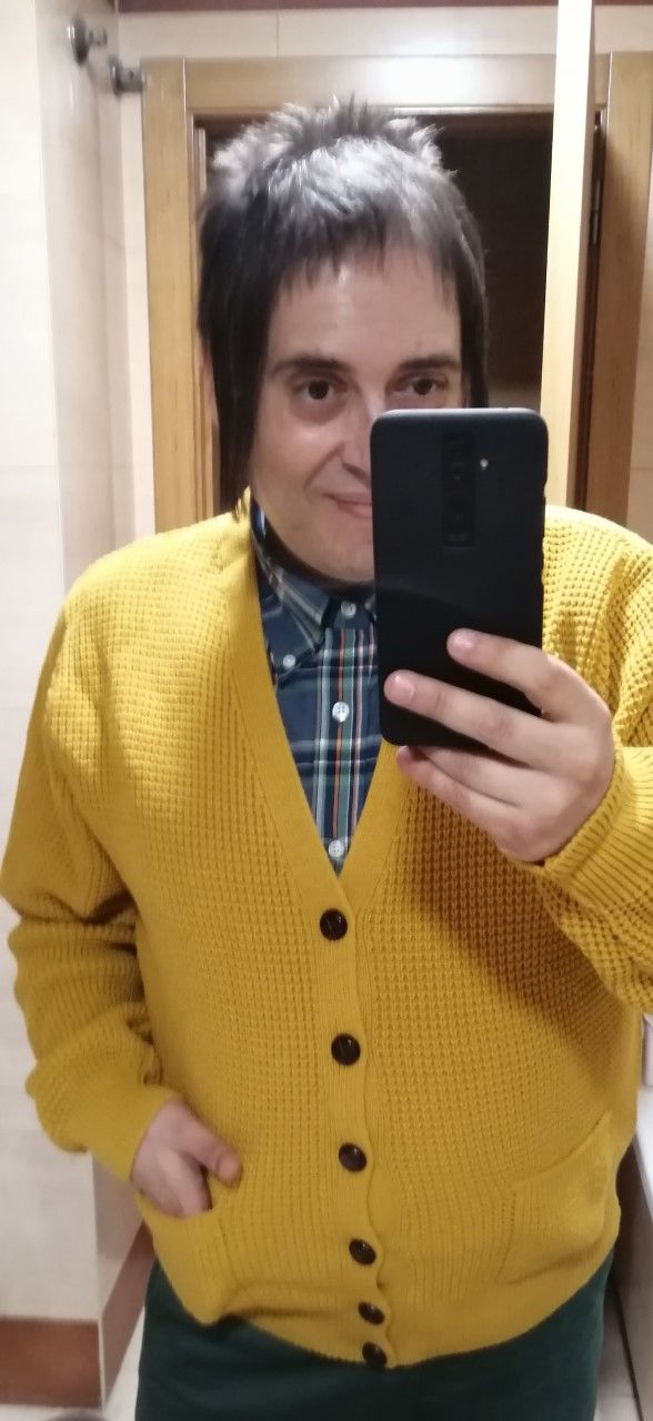 Customer photo review of Waffle Knit Cardigan - Mustard