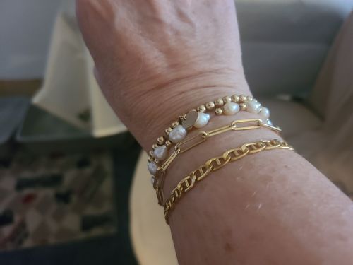 Customer photo review of sadie dog tag initial necklace