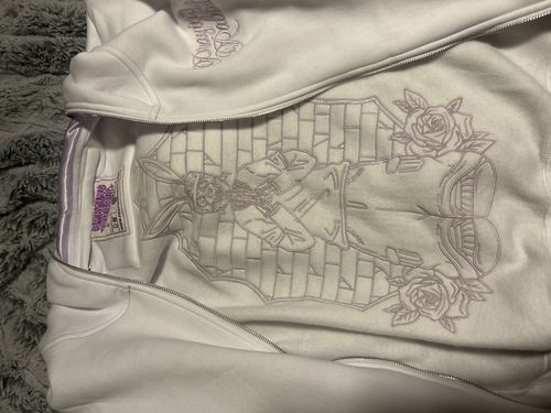 Customer photo review of Praying Rabbit Hoodie (White/Lavender)