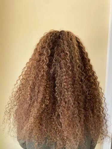 Customer photo review of 13x4 Piano Color Deep Wave Pre-plucked Wig