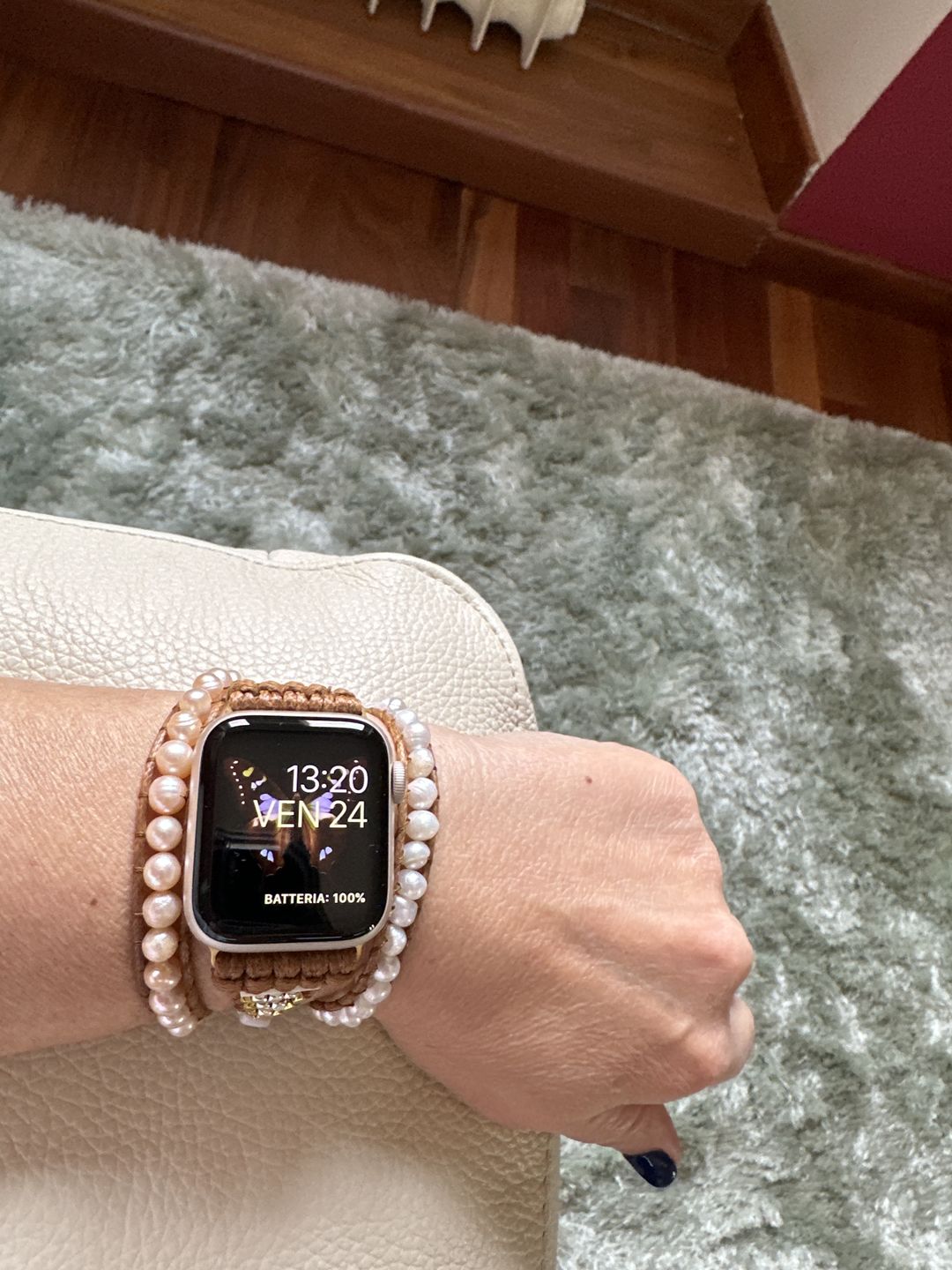 Customer photo review of Graceful Freshwater Pearl Apple Watch Strap