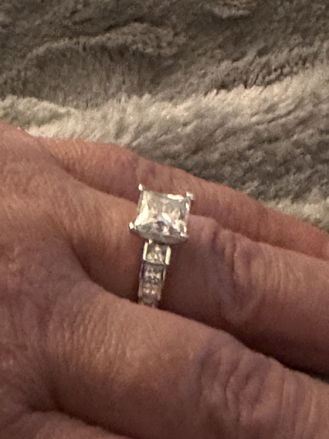 Customer photo review of Princess Cut Moissanite Channel Set Engagement Ring