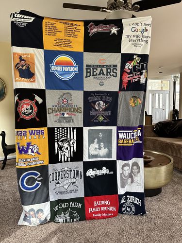 T-shirt quilt featuring chicago bears, whitney young high school by Mary from IL