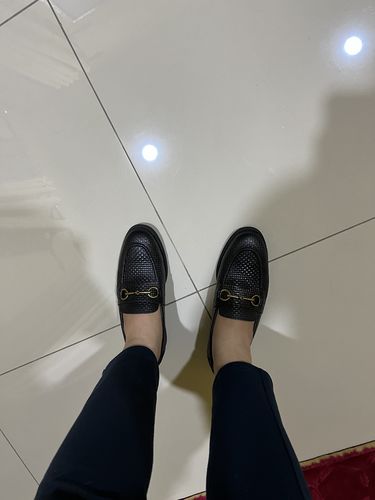 Customer photo review of Penny Loafer Horsebit Buckle - Black Woven Leather (Crepe Sole)