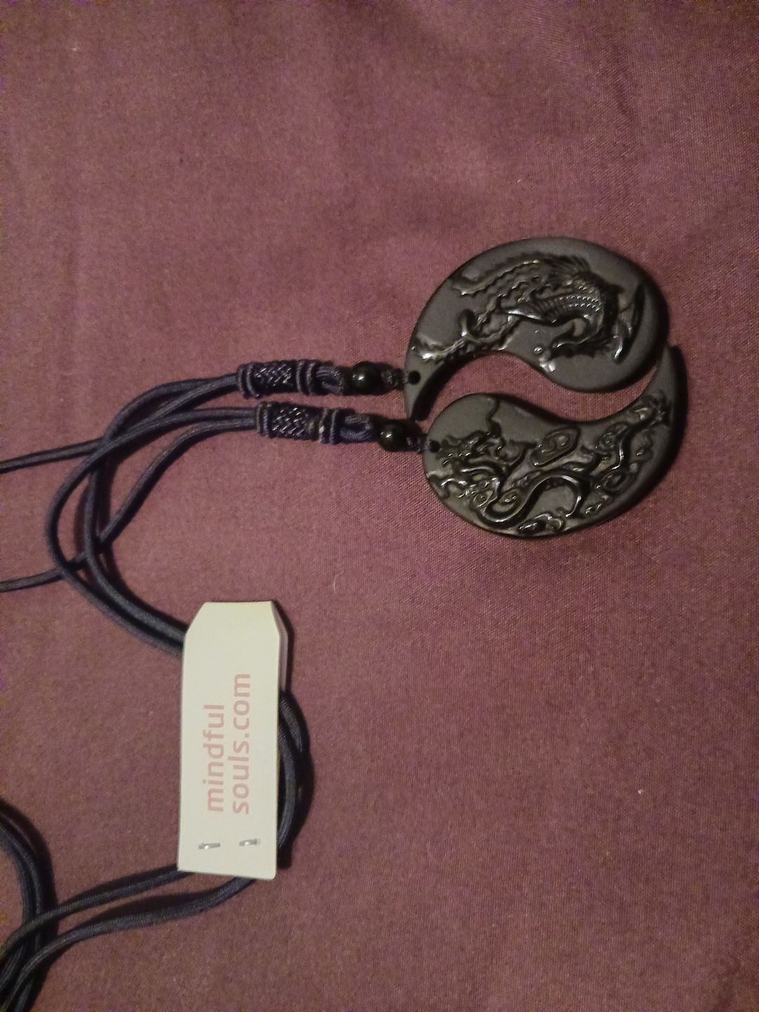 Customer photo review of Obsidian Ying Yang Couple Matching Necklaces