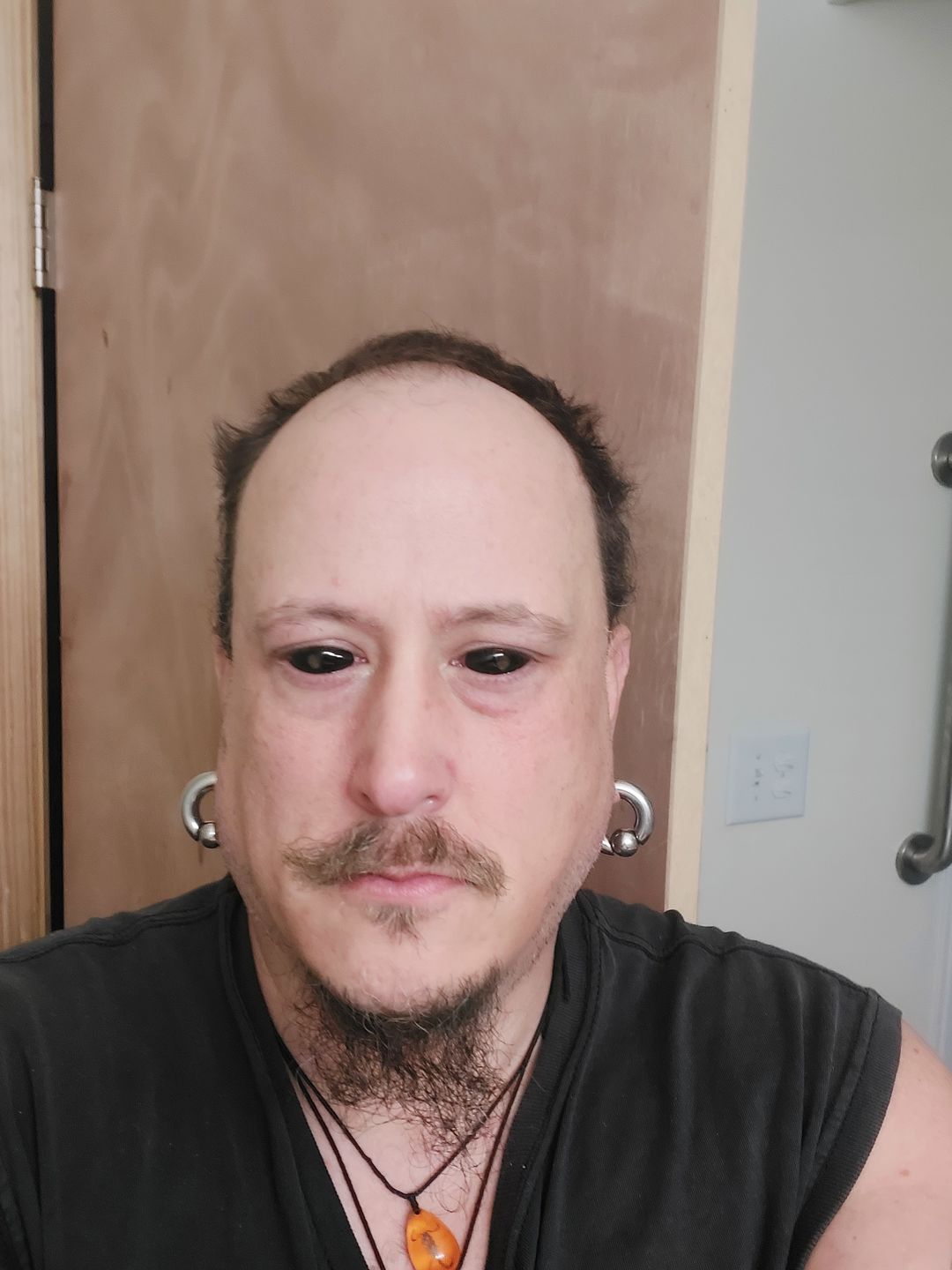 Customer photo review of Full Black Sclera Contacts