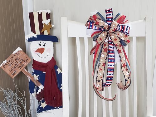 Customer photo review of Nat Burlap/Navy-Rd-Wht Stars, 1.5"X10Y 41224-09-35