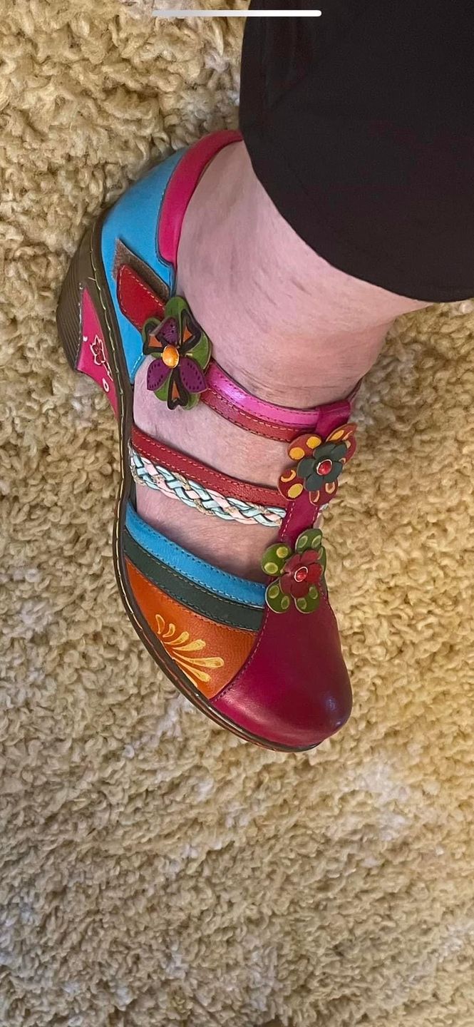 Customer photo review of Women Bohemian Leather Printing Stitching Non-slip Breathable Sandals