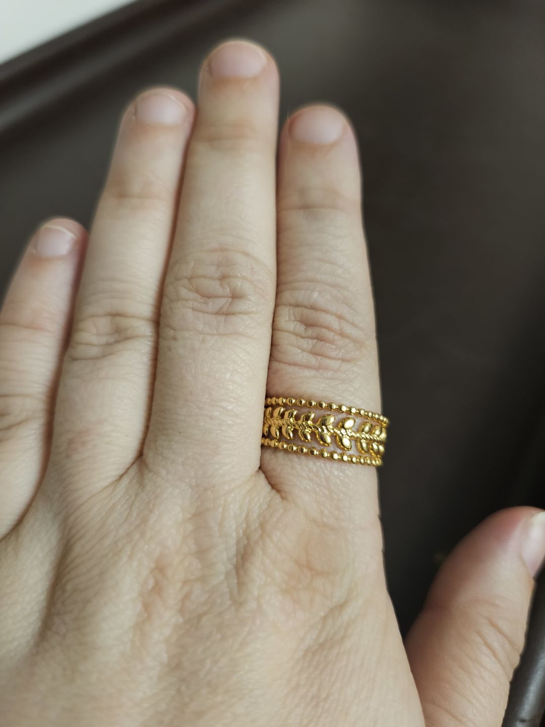 Customer photo review of Marissa Layered Gold Leaf Ring
