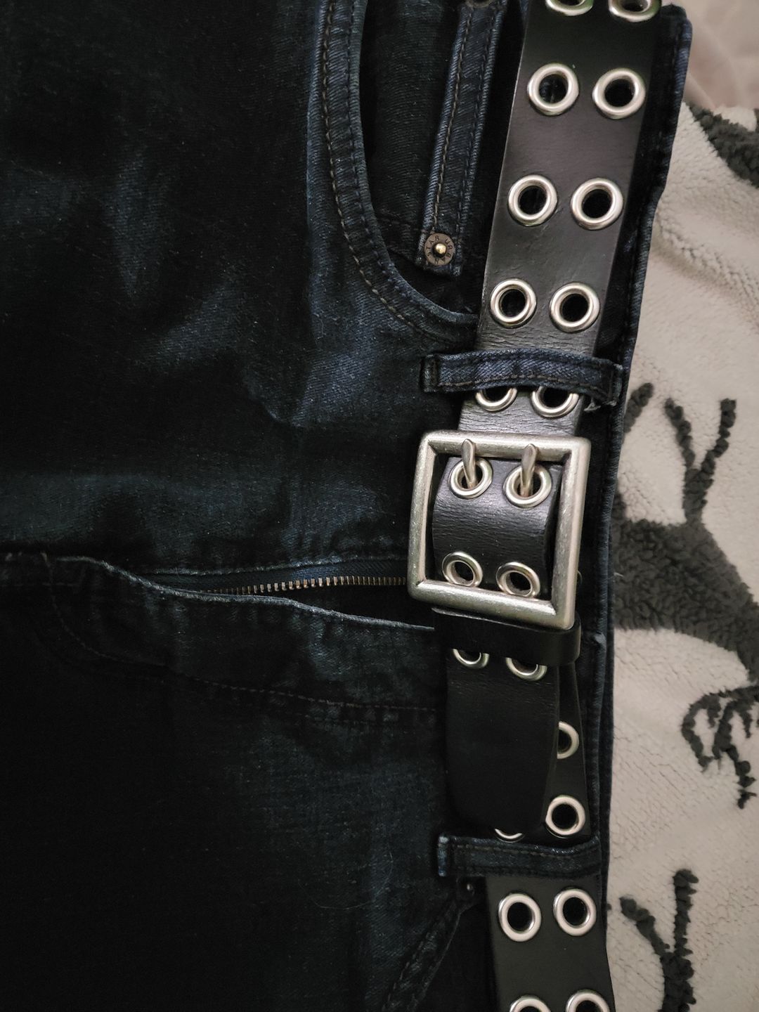 Customer photo review of The Brixton Belt - Black Double Grommet 100 % Full Grain Leather Belt
