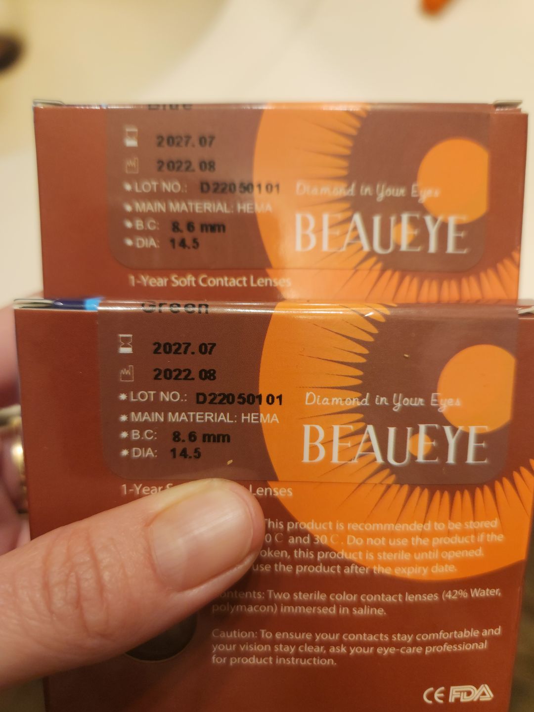 Customer photo review of Love Story Oxytocin Blue Prescription Coloured Contact Lenses