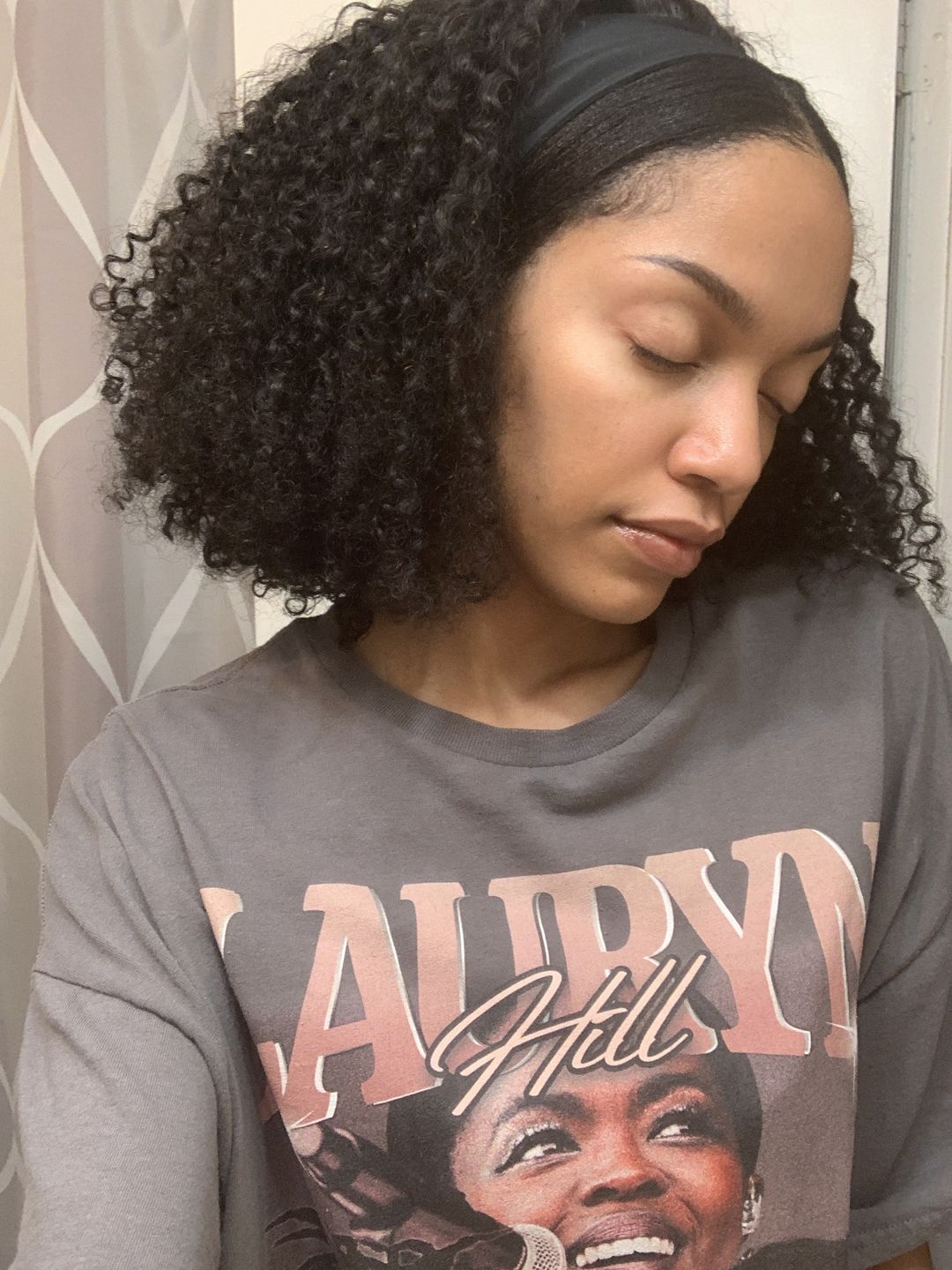 Customer photo review of Ella Jerry Curly Human Hair Headband Wig