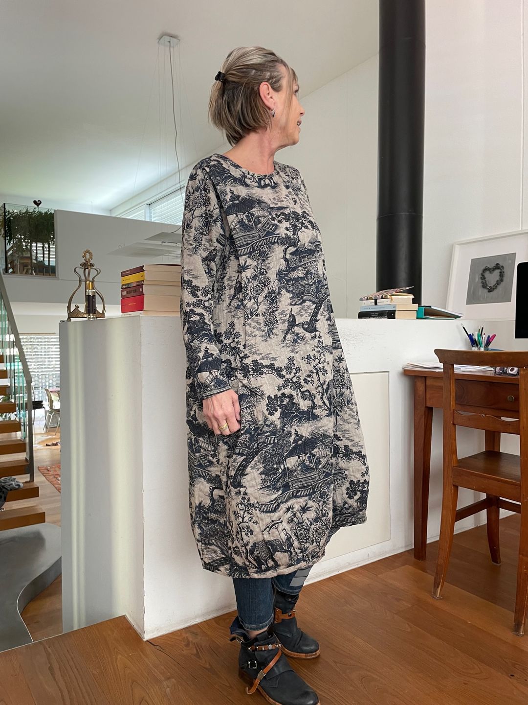 Customer photo review of Plus Size Winter Printing 100%Cotton Floral Dress Robe