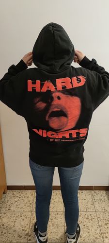 Customer photo review of Red Face Oversized Hoodie (Backprint)