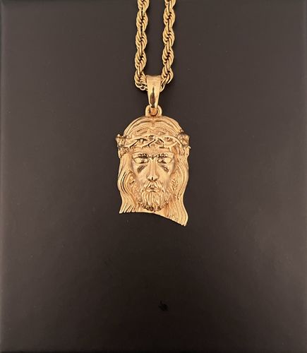 Customer photo review of Gold Stainless Steel Jesus Piece Necklace