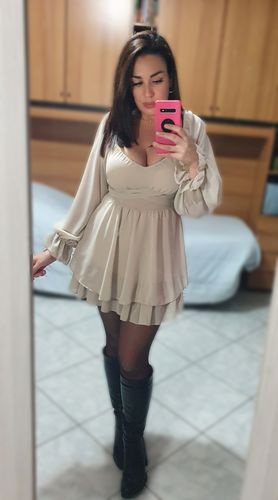 Customer photo review of Abito chiffon con coppe manica lunga