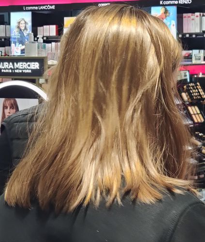 Customer photo review of Notre soin éclaircissant pour des cheveux rayonnants en moins de 5 minutes