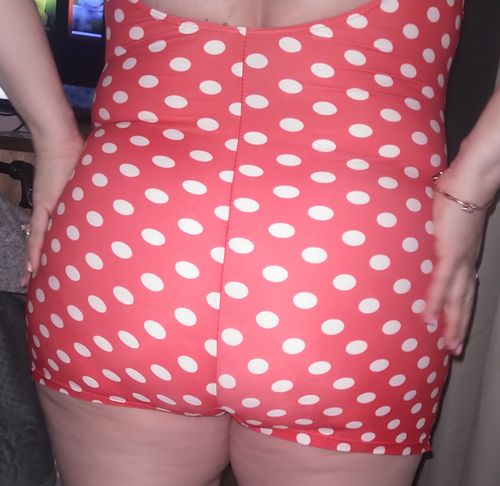 Customer photo review of Red Polka Dot Strap One-Piece Swimsuit