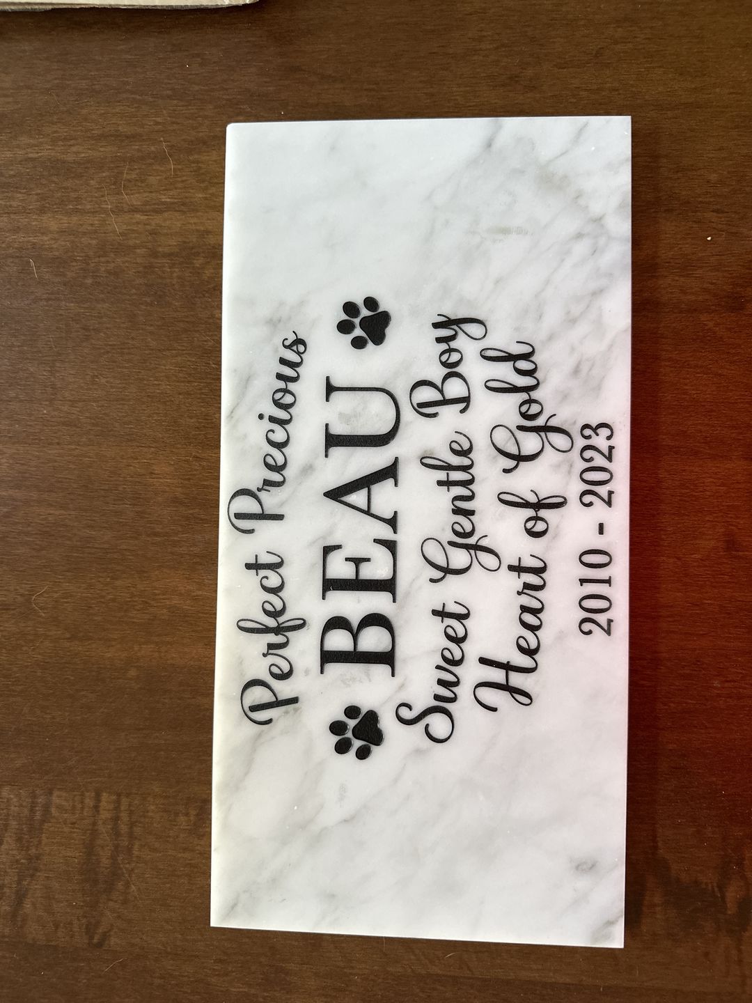 Customer photo review of Grave Marker, Pet headstones, Custom Outdoor Engraved Pet Stone In Loving Memory