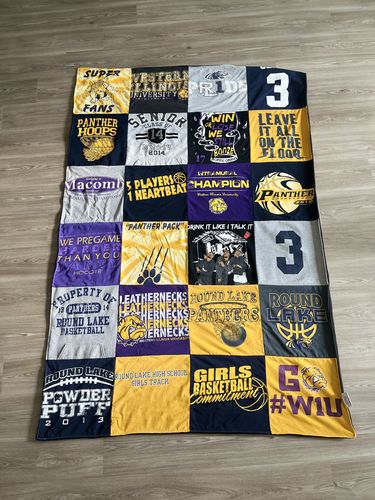 T-shirt quilt featuring round lake girls basketball team, leathernecks basketball team by Justice from IL