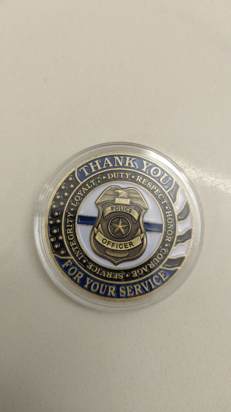 Customer photo review of Police Thank You For Your Service Coin
