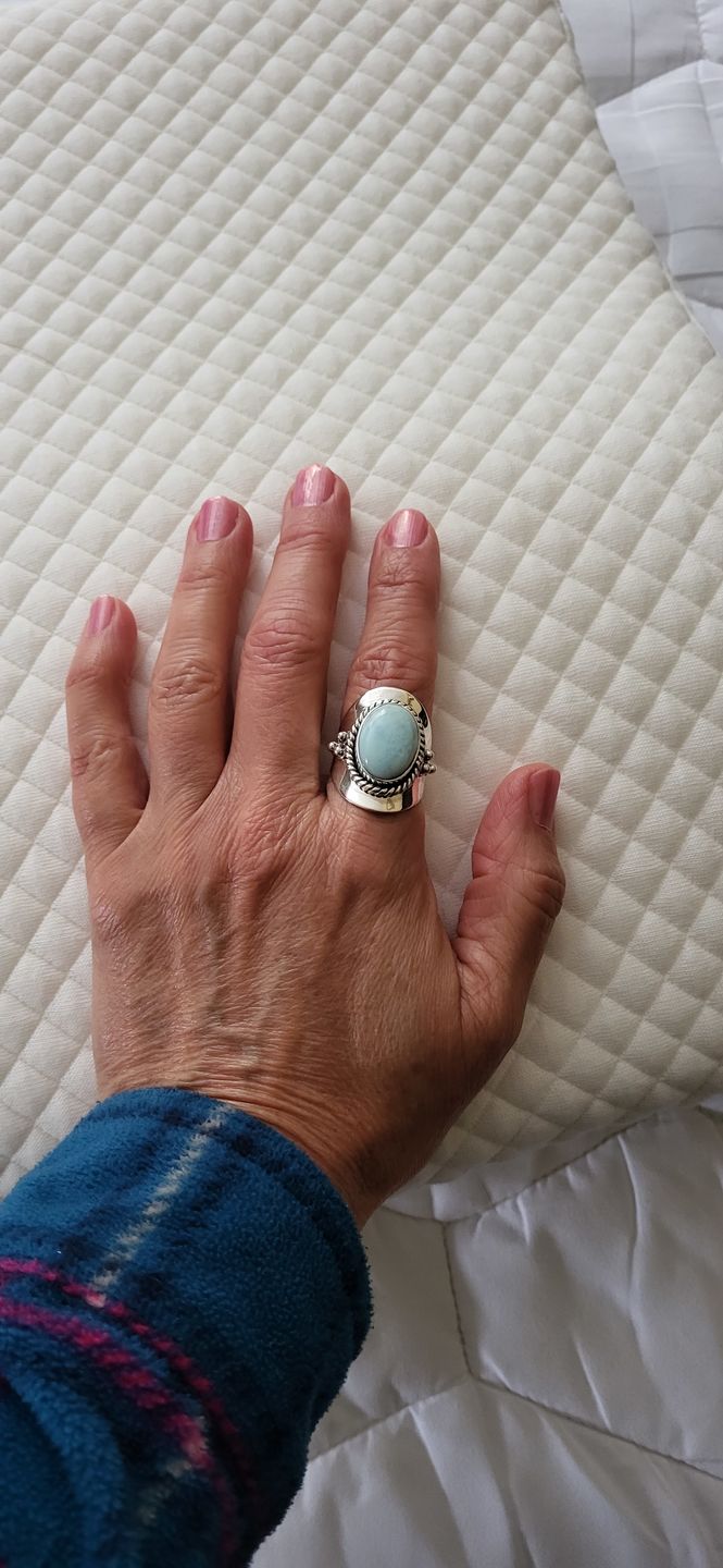 Customer photo review of Larimar Sterling Silver Boho Ring for Women