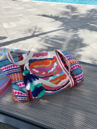 Customer photo review of Marigold Stripe Hand Embellished Shoulder Bag