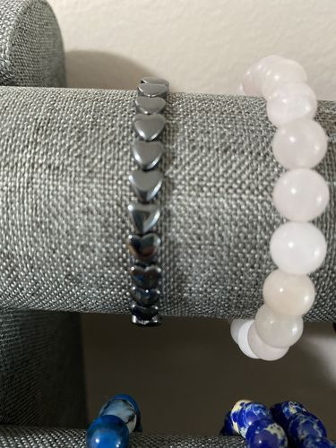 Customer photo review of 15.5" 6mm Noir Black Hematite stone heart shape beads