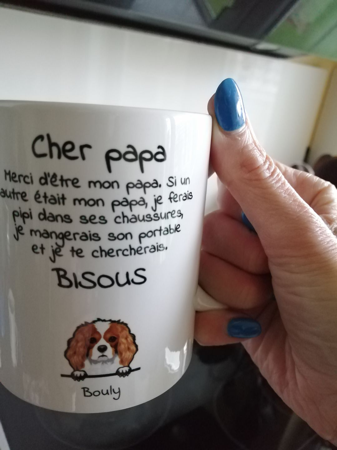 Customer photo review of Cher papa (chien) - Mug personnalisé
