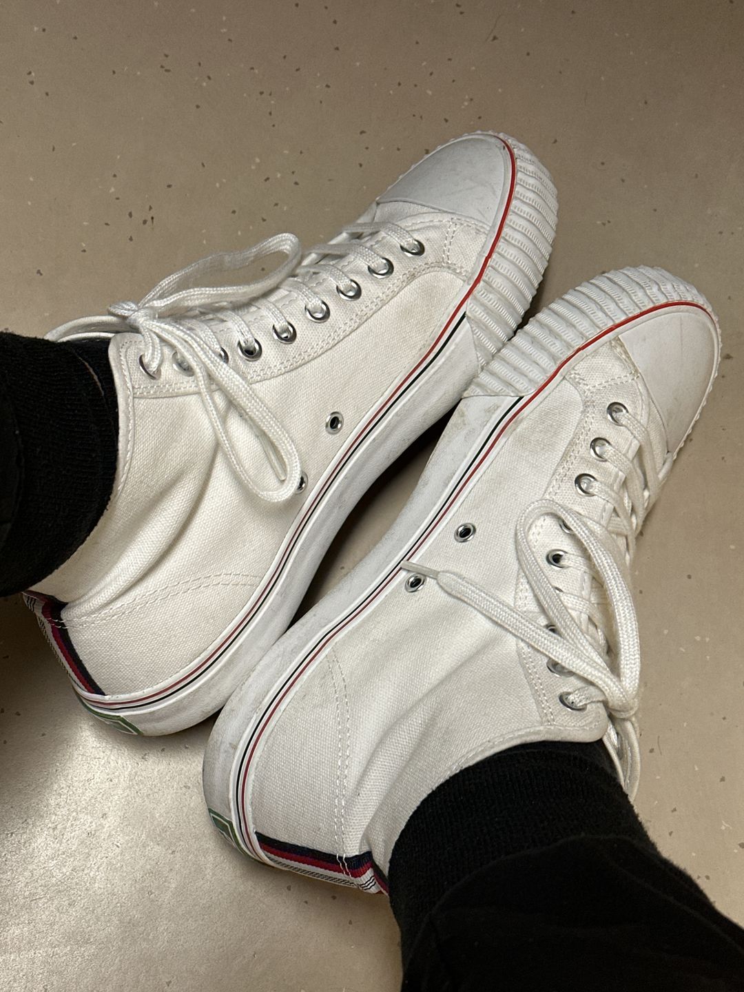 Customer photo review of Sea Salt Center Hi Top | Unisex Canvas Sneaker