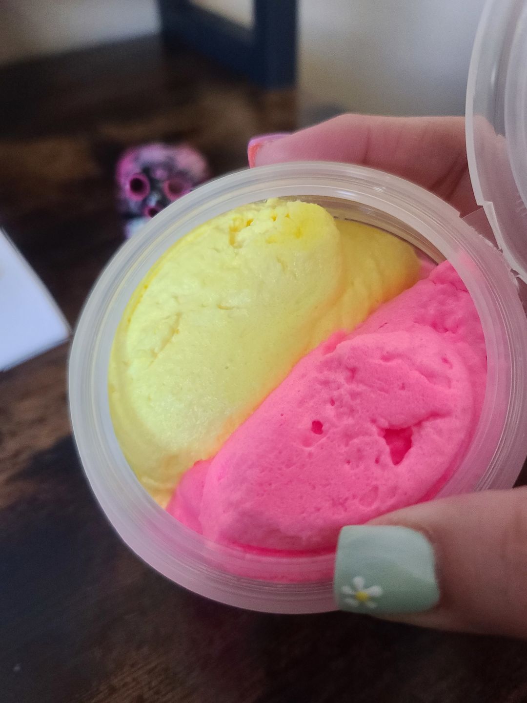 Customer photo review of Sea Monster Smoothie Split Scrub (Strawberry & Banana)