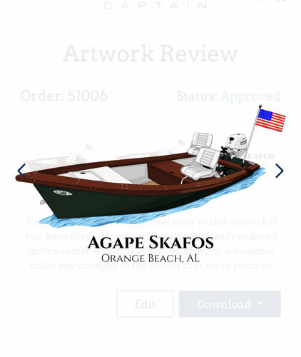 Customer photo review of Custom Digital Boat Artwork