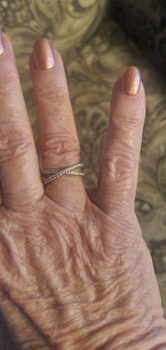 Customer photo review of Louily X Criss Cross Wedding Band For Women In Sterling Silver