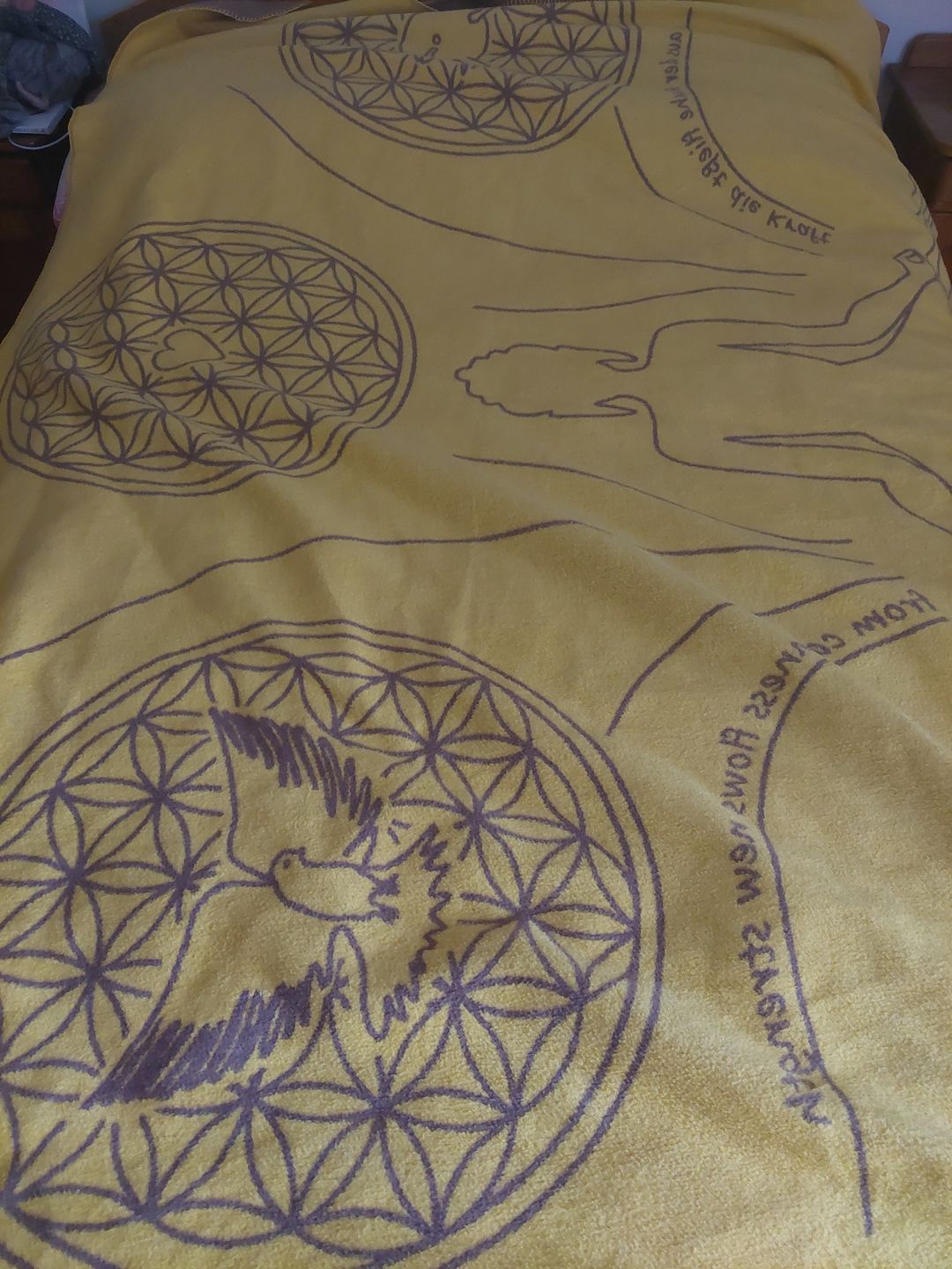 Customer photo review of Biobaumwolldecke Ruhe und Kraft, Farbe braun/gelb, Größe 150 x 220 cm, 100% Biobaumwolle, gots-zertifiziert