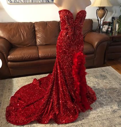 Customer photo review of Red Sequin on Velvet