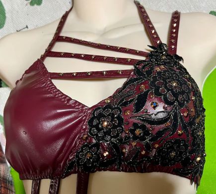 Customer photo review of Burgundy Stretch Faux Leather