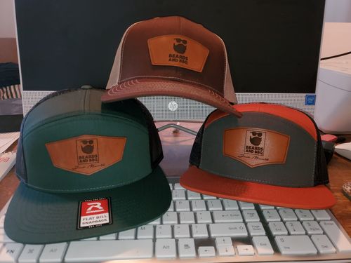 Customer photo review of Flat Bill Seven-Panel Leather Patch Hat - Richardson 168