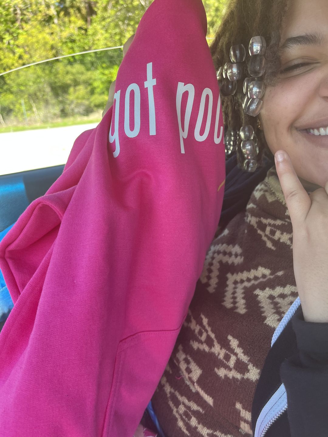 Customer photo review of Drum Hoodie (Hot Pink)