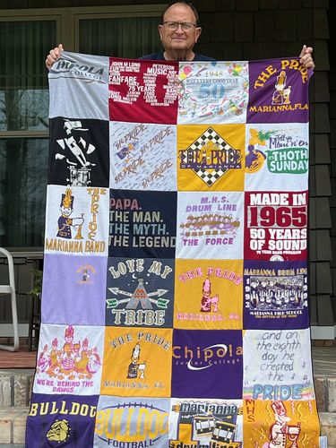 T-shirt quilt featuring bulldogs, marianna high school football team by Jackie from FL