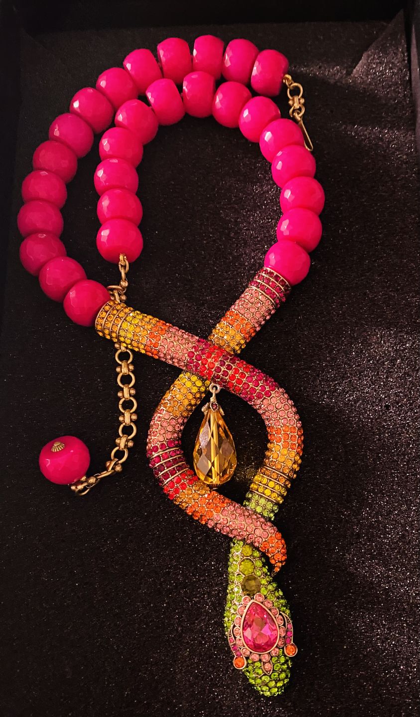 Customer photo review of HEIDI DAUS®"Gorgeous Glimmer Snake" Crystal Snake Dangle Earrings