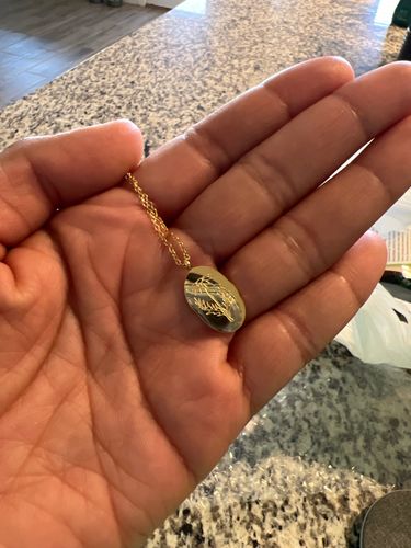 Customer photo review of Flower Charm Birthstone Necklace '18k Gold Plated'