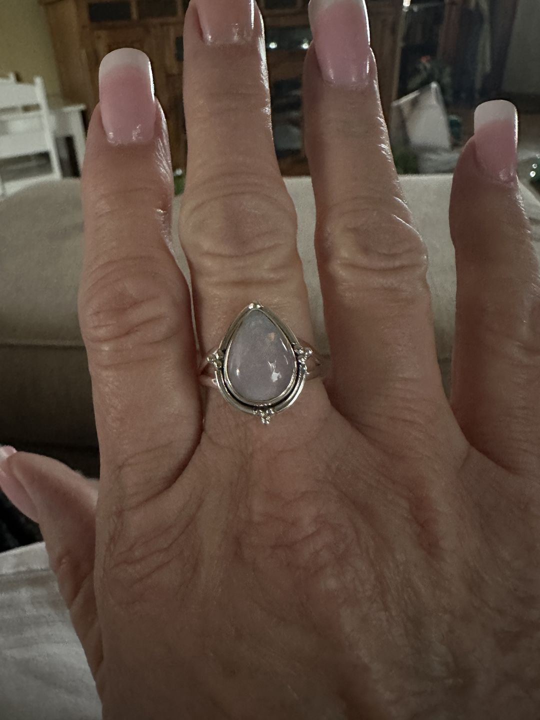 Customer photo review of Opal Teardrop Ring Sterling Silver