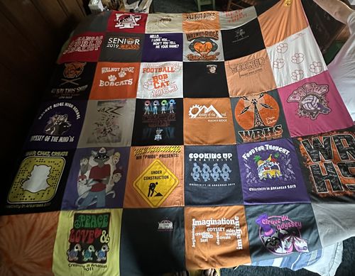 T-shirt quilt featuring washington high school bobcats by Debbi from AR